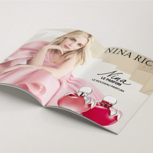 Page de pub de la marque Nina Ricci pour catalogue Nocibe