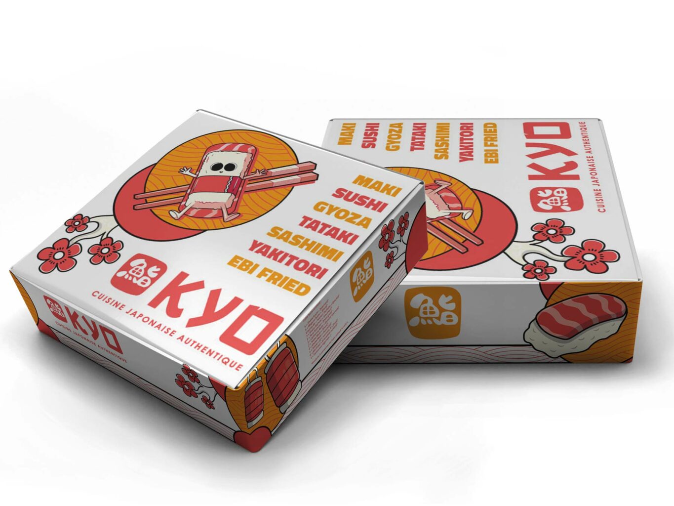 Mockup packaging de boite de sushi pour Kyo sushi