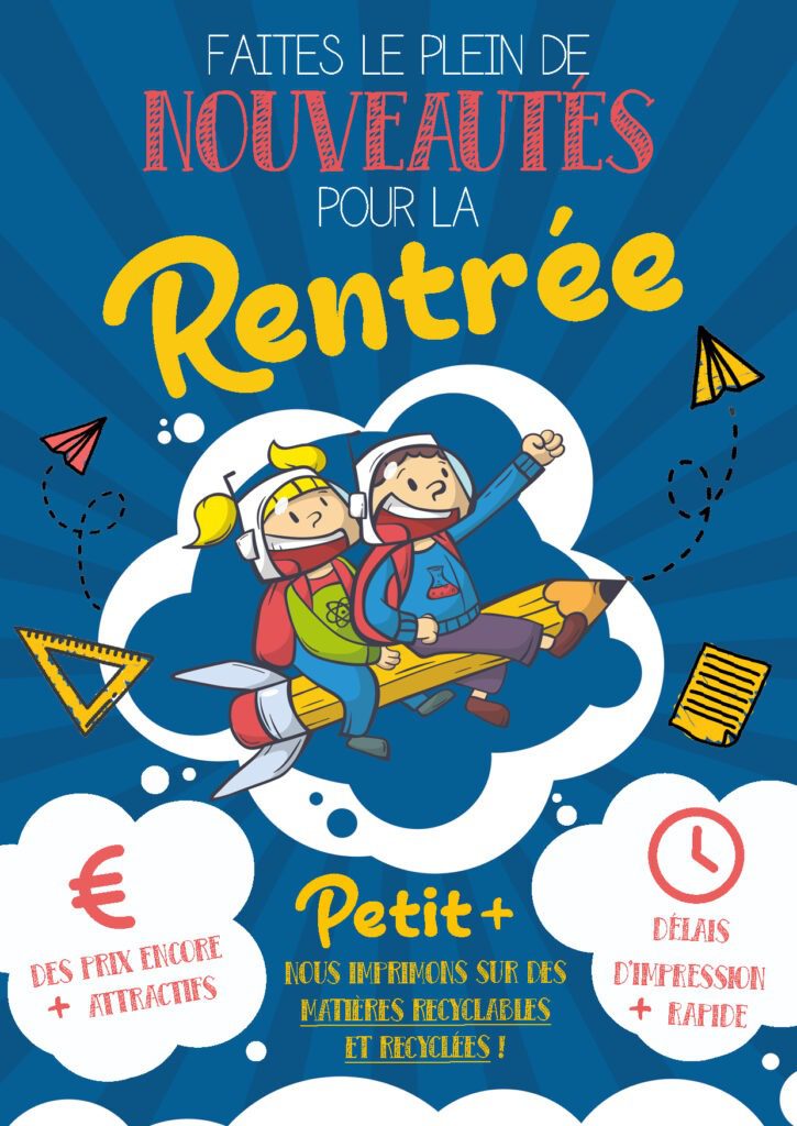 Affiche A4 avec illustration enfants sur un stylo dans l'espace, univers très coloré